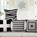 Simple Black and White Geometric Cotton and Linen Pillow Cushion Covers